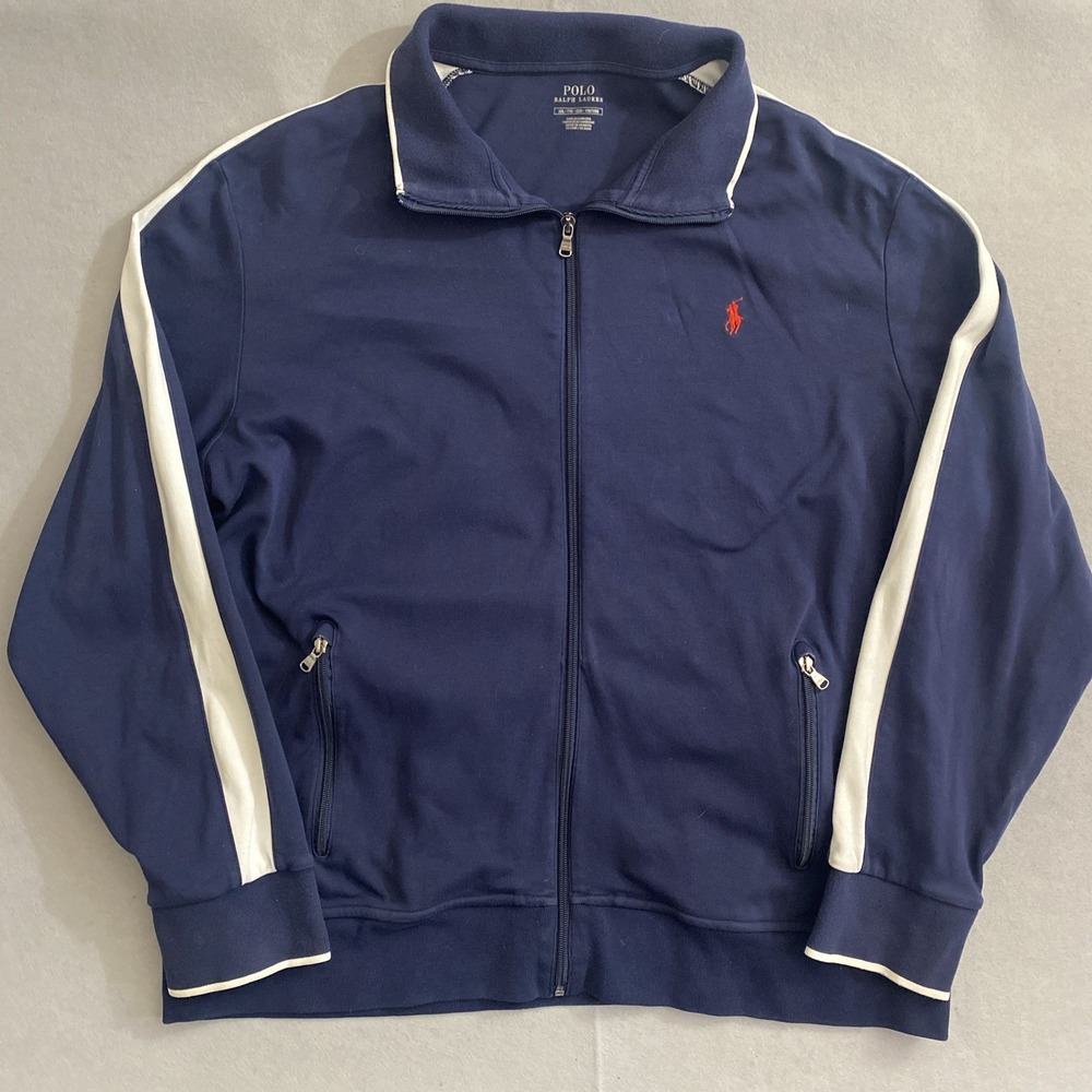 Men's Polo Ralph Lauren Navy Full Zip Track Jacket Big Tall Cotton Size XXL